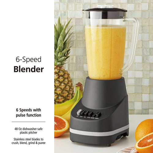 Mainstays 6 Speed Blender with 48 ounce Jar 1.5L jar Black EasyOptionXY LLC