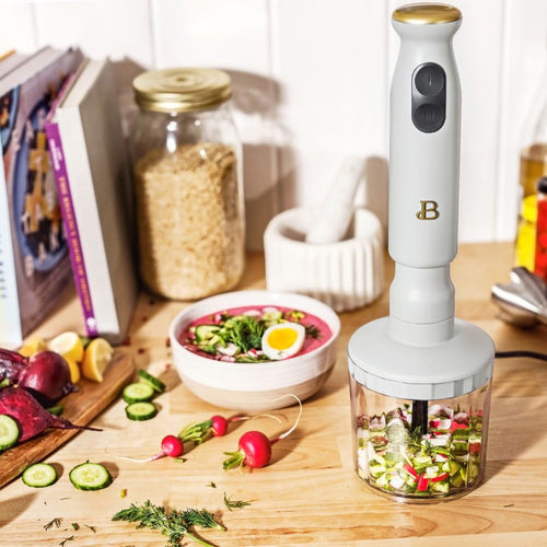 Beautiful Immersion Blender with 500ml Chopper and 700ml Measuring Cup White Icing by Drew Barrymore EasyOptionXY LLC
