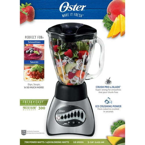 Oster Precise Blend 200 16-Speed Blender 6-Cup Capacity Gray 006812-001-NP0 EasyOptionXY LLC
