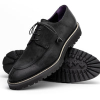 Zelli Italia 26-224-BLK CAMPO Sueded Goatskin Lace Up with Wax Finish, Black