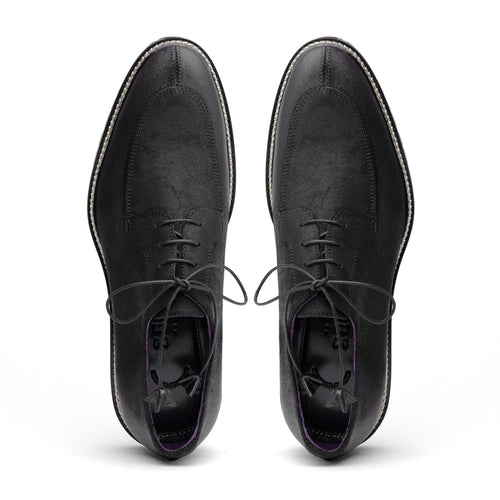 Zelli Italia 26-224-BLK CAMPO Sueded Goatskin Lace Up with Wax Finish, Black