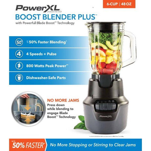 PowerXL Boost Blender Plus 4 Speed 800 Watts 48-oz Glass Jar Black EasyOptionXY LLC
