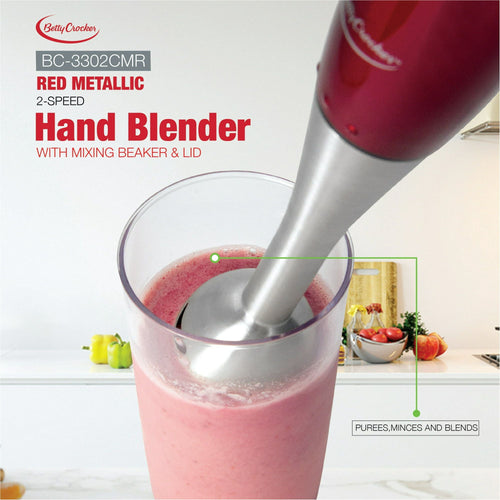 Betty Crocker BC-3302CMR Two Speed Hand Blender with Included Beaker Red EasyOptionXY LLC