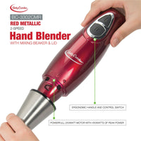 Betty Crocker BC-3302CMR Two Speed Hand Blender with Included Beaker Red EasyOptionXY LLC
