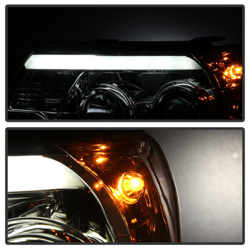 Spyder Toyota Tacoma 12-16 Projector Headlights Light Bar DRL Smoke PRO-YD-TT12-LBDRL-SM OffRoadUSA.com