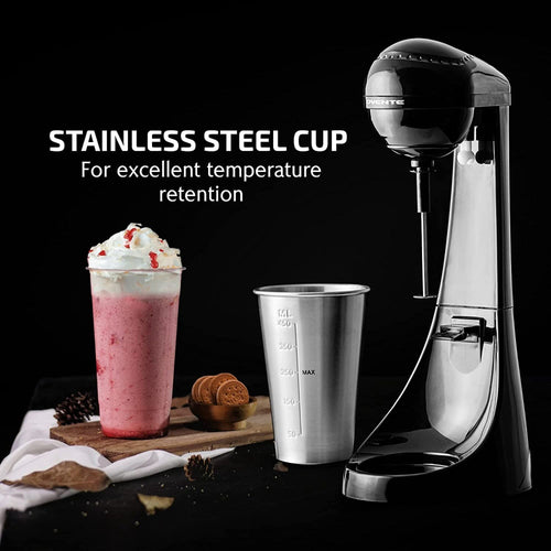 Ovente Classic Milkshake Maker Machine 2 Speed with 15.2 oz Stainless Steel Mixing Cup Compact & Easy Clean Drink Mixer Blender for Malted Milk ,Soft Ice Cream, and Protein Shakes, Black MS2070B EasyOptionXY LLC