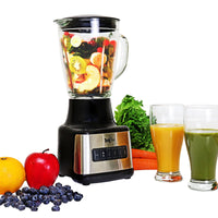 Total Chef 6 Speed Countertop Blender 51 oz Glass Jar 2 Pulse Options 500 W, Stainless Steel Blades, Auto Clean Function Puree Crush Blend For Smoothies Shakes Dips Black and Silver EasyOptionXY LLC