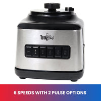 Total Chef 6 Speed Countertop Blender 51 oz Glass Jar 2 Pulse Options 500 W, Stainless Steel Blades, Auto Clean Function Puree Crush Blend For Smoothies Shakes Dips Black and Silver EasyOptionXY LLC