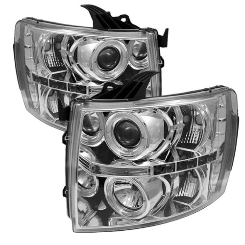 Spyder Chevy Silverado 1500 07-13 Projector Headlights LED Halo LED Chrm PRO-YD-CS07-HL-C OffRoadUSA.com