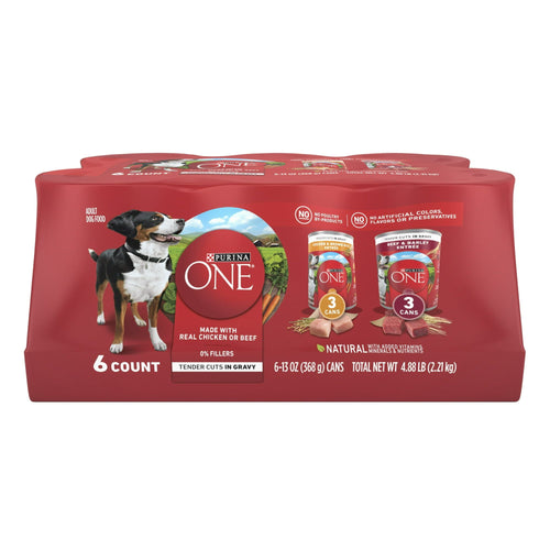 Purina ONE Real Beef & Chicken Wet Dog Food Variety Pack13 oz Can (6 Pack) EasyOptionXY LLC