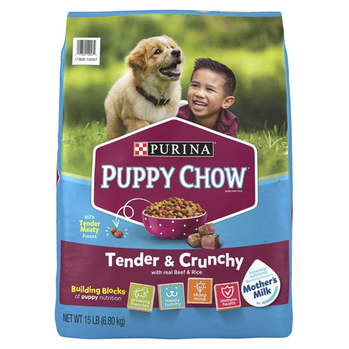 Purina Puppy Chow High Protein Dry Puppy Food Tender & Crunchy With Real Beef 15 lb Bag EasyOptionXY LLC