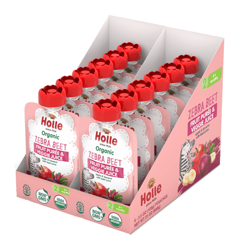 Holle Baby Food Pouches - Organic Fruit & Veggie Puree - Zebra Beet Holle USA