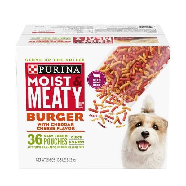 Purina Moist and Meaty Burger Cheddar Cheese Flavor Wet Dog Food 216 oz Pouch EasyOptionXY LLC