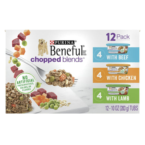 Purina Beneful Chopped Blends Wet Dog Food Variety Pack Beef Chicken 10 oz Tubs (12 Pack) EasyOptionXY LLC