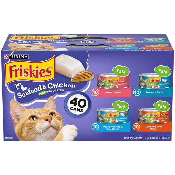 Purina Friskies Seafood and Chicken Wet Cat Food Variety Pack 5.5 oz Cans (40 Pack) EasyOptionXY LLC