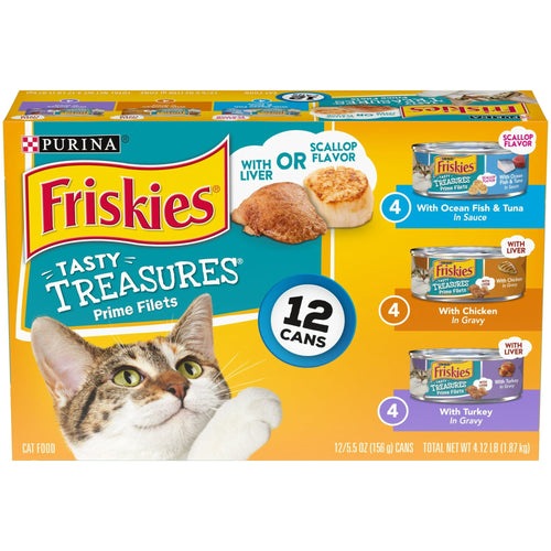 Purina Friskies Tasty Treasures Wet Cat Food Variety Pack 5.5 oz Cans (12 Pack) EasyOptionXY LLC