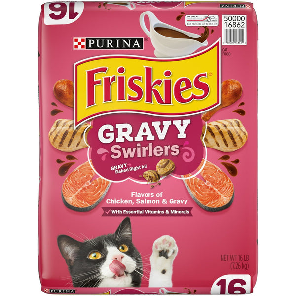 Friskies Gravy Swirlers Savory Chicken & Salmon Dry Cat Food, 16 lb Bag EasyOptionXY LLC