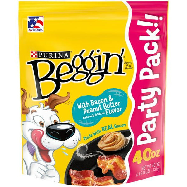 Purina Beggin' Bacon & Peanut Butter Flavor Treats for Dogs, 40 oz Pouch EasyOptionXY LLC