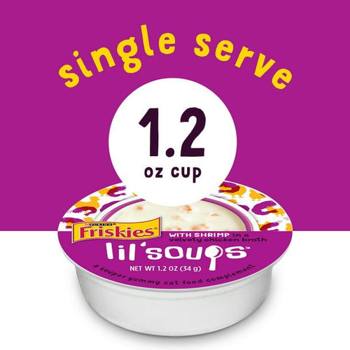 Purina Friskies Lil' Soups Wet Cat Food Shrimp Chicken Broth, 1.2 oz Cups (8 Pack) EasyOptionXY LLC