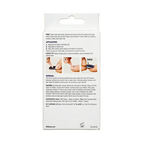 Kiss Salon Design Medium Coffin Glue-on Nails, Glossy Dark Pink, 'we Go Up', 24 Ct. EasyOptionXY LLC