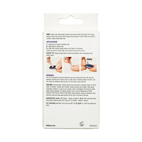 Kiss Salon Design Medium Coffin Glue-on Nails, Glossy Light White, 24 Count EasyOptionXY LLC