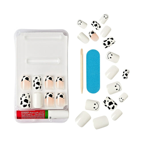 Kiss Salon Design Medium Coffin Glue-on Nails, Glossy Light White, 24 Count EasyOptionXY LLC