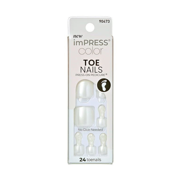 Kiss Impress Press-on Gel Toenails, Glossy Solid White, 24 Pieces EasyOptionXY LLC