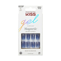 Kiss Gel Fantasy Magnetic Short Square Gel Nails, Glossy Medium Blue, 28 Count EasyOptionXY LLC