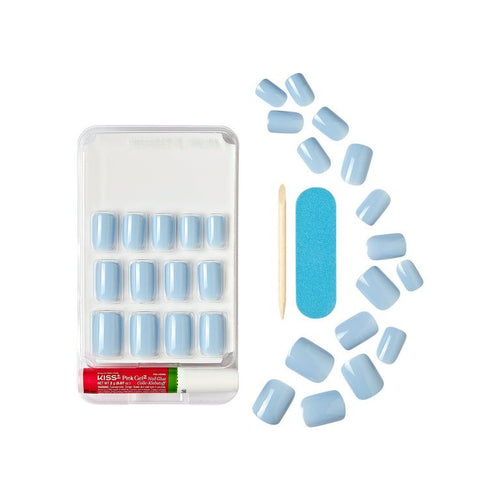 Kiss Salon Color Short Square Fake Nails, Glossy Solid Blue, 28 Count EasyOptionXY LLC