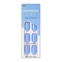 Kiss Impress Color Press-on Manicure, Baby Why so Blue, Short EasyOptionXY LLC