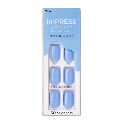Kiss Impress Color Press-on Manicure, Baby Why so Blue, Short EasyOptionXY LLC
