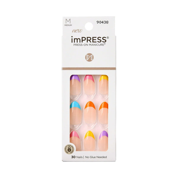Kiss Impress Medium Almond Gel Press-on Nails, Glossy Multicolored French, 30 Pieces EasyOptionXY LLC