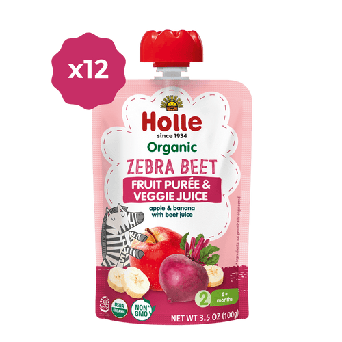 Holle Baby Food Pouches - Organic Fruit & Veggie Puree - Zebra Beet Holle USA