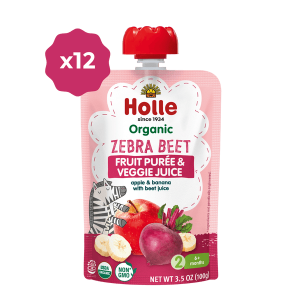 Holle Baby Food Pouches - Organic Fruit & Veggie Puree - Zebra Beet Holle USA