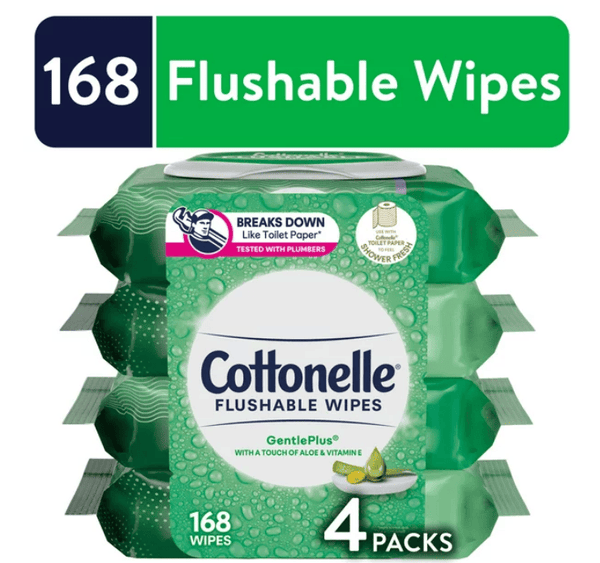 Cottonelle GentlePlus Flushable Wet Wipes, 4 Flip-Top Packs (168 Total Wipes) EasyOptionXY LLC