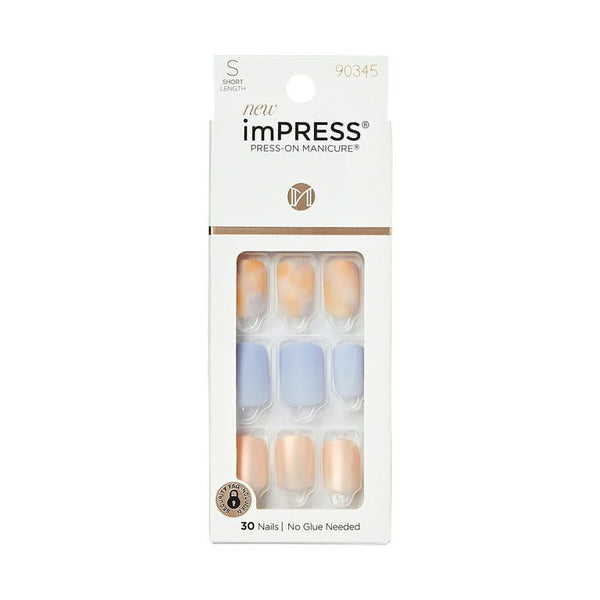 Kiss Impress Long-lasting Short Square Gel Press-on Nails, Matte Medium Blue, 30 Pieces EasyOptionXY LLC