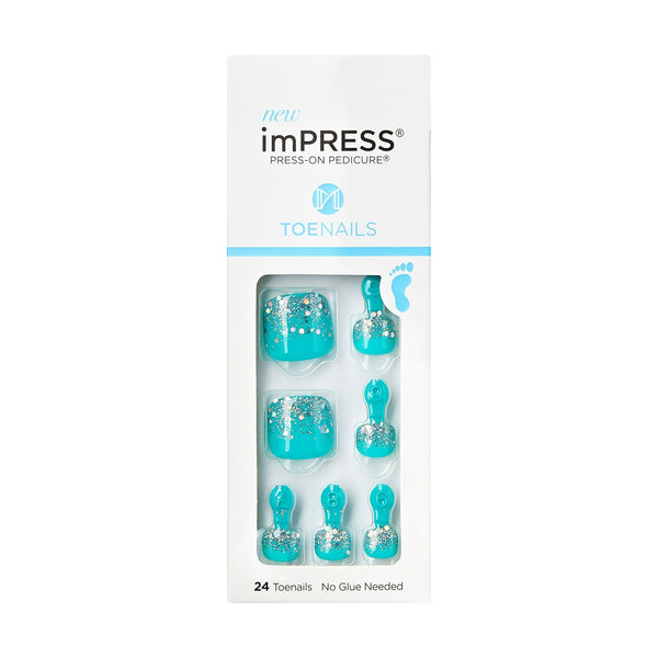 KISS imPRESS Press-On Gel Toenails, Glossy Sparkly Green, 24 Pieces EasyOptionXY LLC