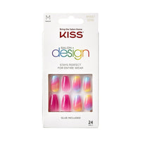 KISS Salon Design Short Coffin Glue-On Nails, Glossy Light Multicolored, 'The Motto', 24 Ct. EasyOptionXY LLC