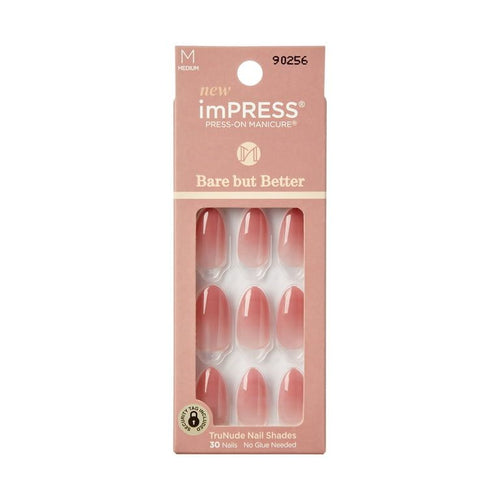 KISS imPRESS Bare but better Medium Almond Gel Press-On Nails, Glossy Light Pink, 30 Pieces EasyOptionXY LLC