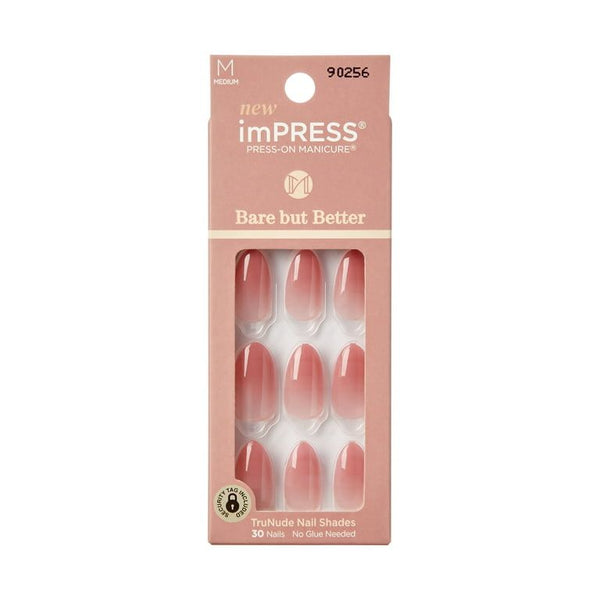 KISS imPRESS Bare but better Medium Almond Gel Press-On Nails, Glossy Light Pink, 30 Pieces EasyOptionXY LLC