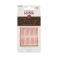 KISS Classy French Long Square Glue-On Nails Glossy Light White 28 pieces EasyOptionXY LLC