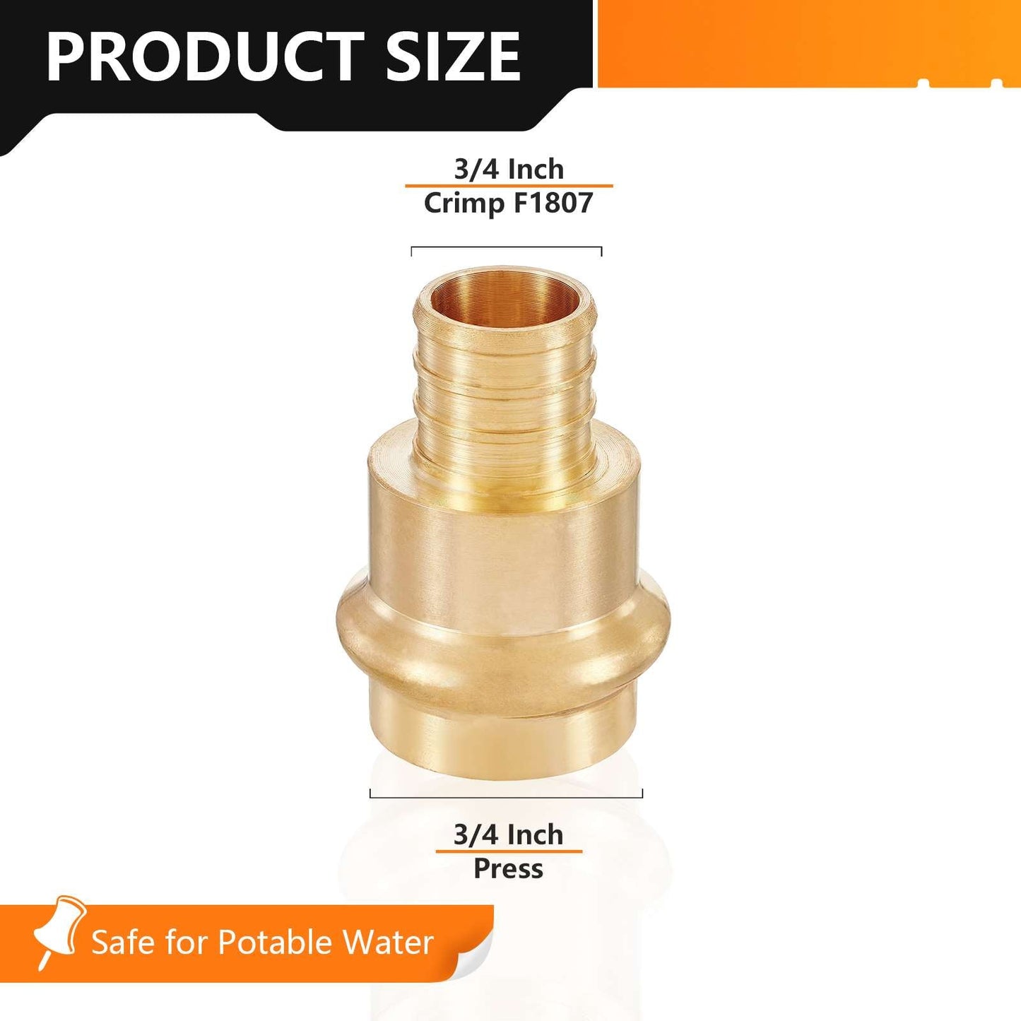 3/4" Press x 3/4" PEX Crimp Brass Adapter (Lead Free)