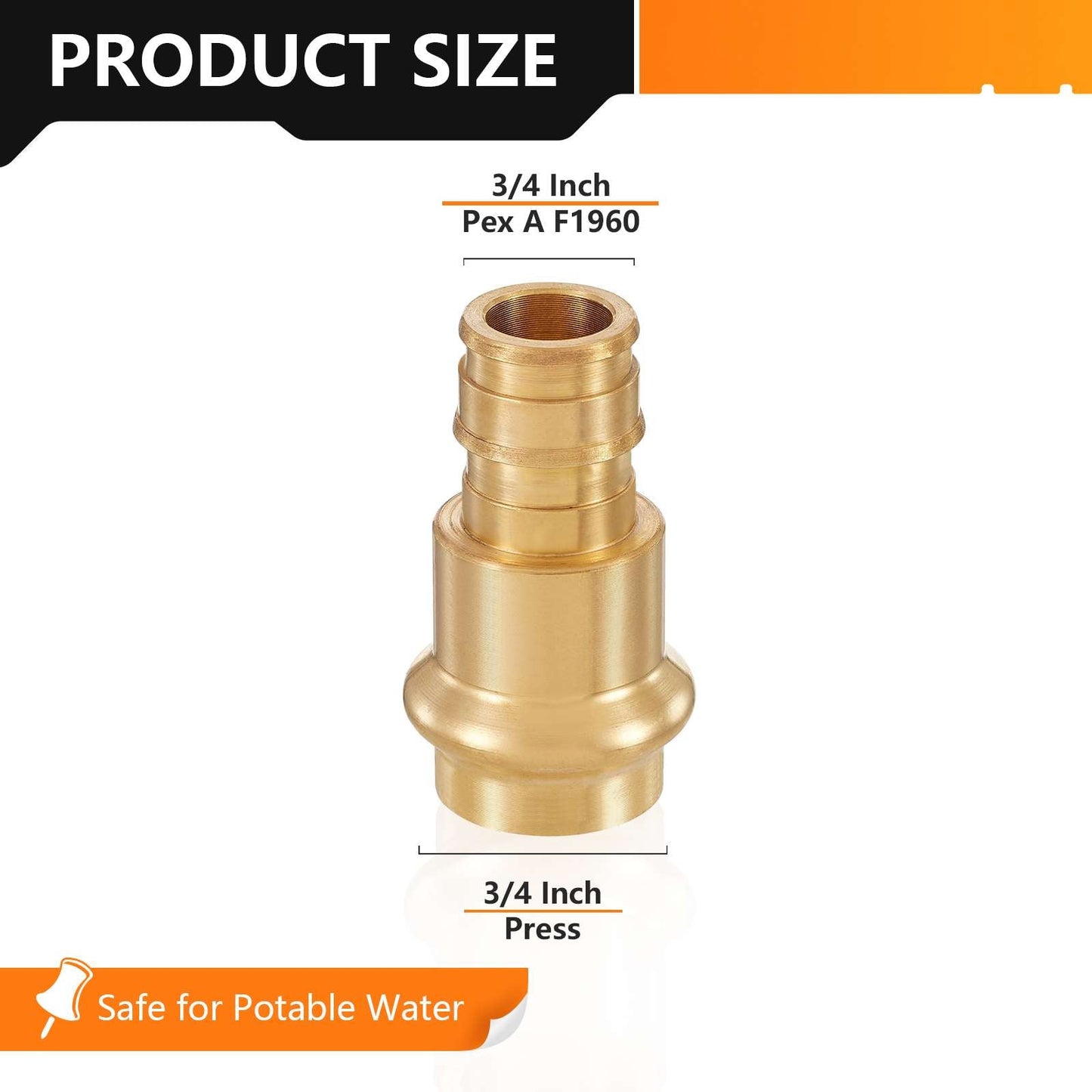 3/4" Press x 3/4" PEX Expansion Adapter, Brass (Lead Free)