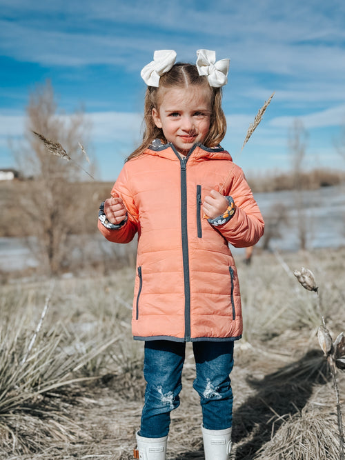 Flowers Lightweight Reversible Puffy Jacket - Kids Outdoor Adventure Wear Keep the Littles Wild
