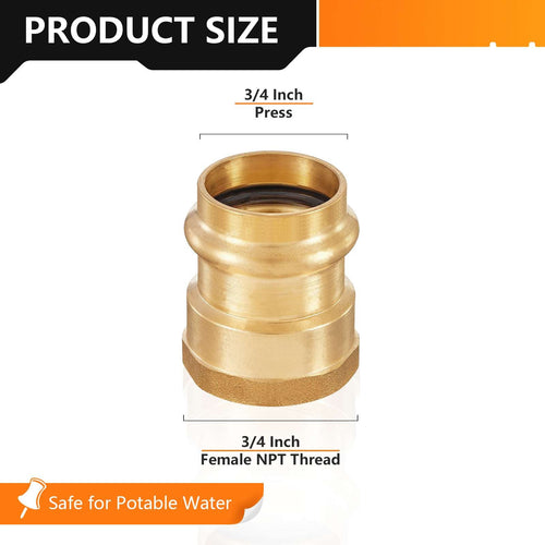 3/4" Press x 3/4" Female Brass Adapter (Lead Free) Plumbingsell