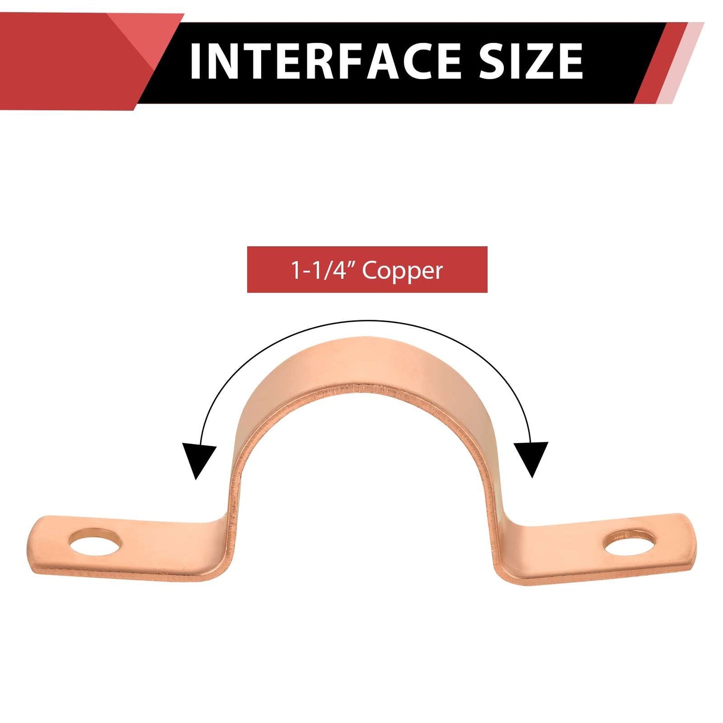 10 Pcs 1-1/4" Copper Pipe Straps, Two Hole at Wholesale Price
