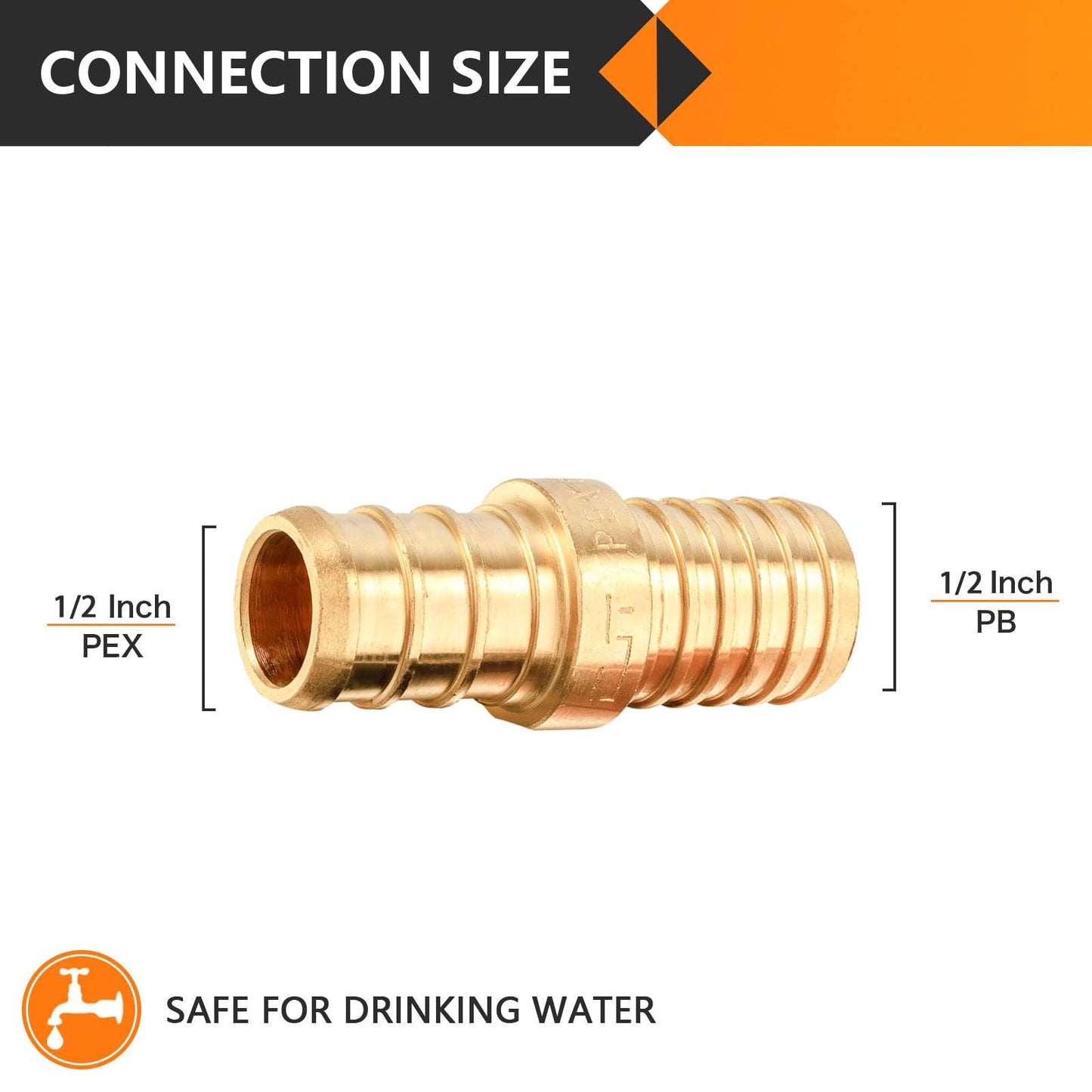 30 Pcs PEX-B Crimp 1/2-Inch Pex x 1/2-Inch PB Transition Brass Pex Coupling (Lead Free)