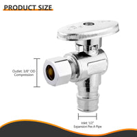 10 Pcs 1/2" PEX Expansion x 3/8" OD Compr. Angle Stop Valve, 1/4 Turn (Lead Free) Plumbingsell