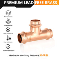 30 Pcs 3/4" Press Copper Tee (Lead Free)