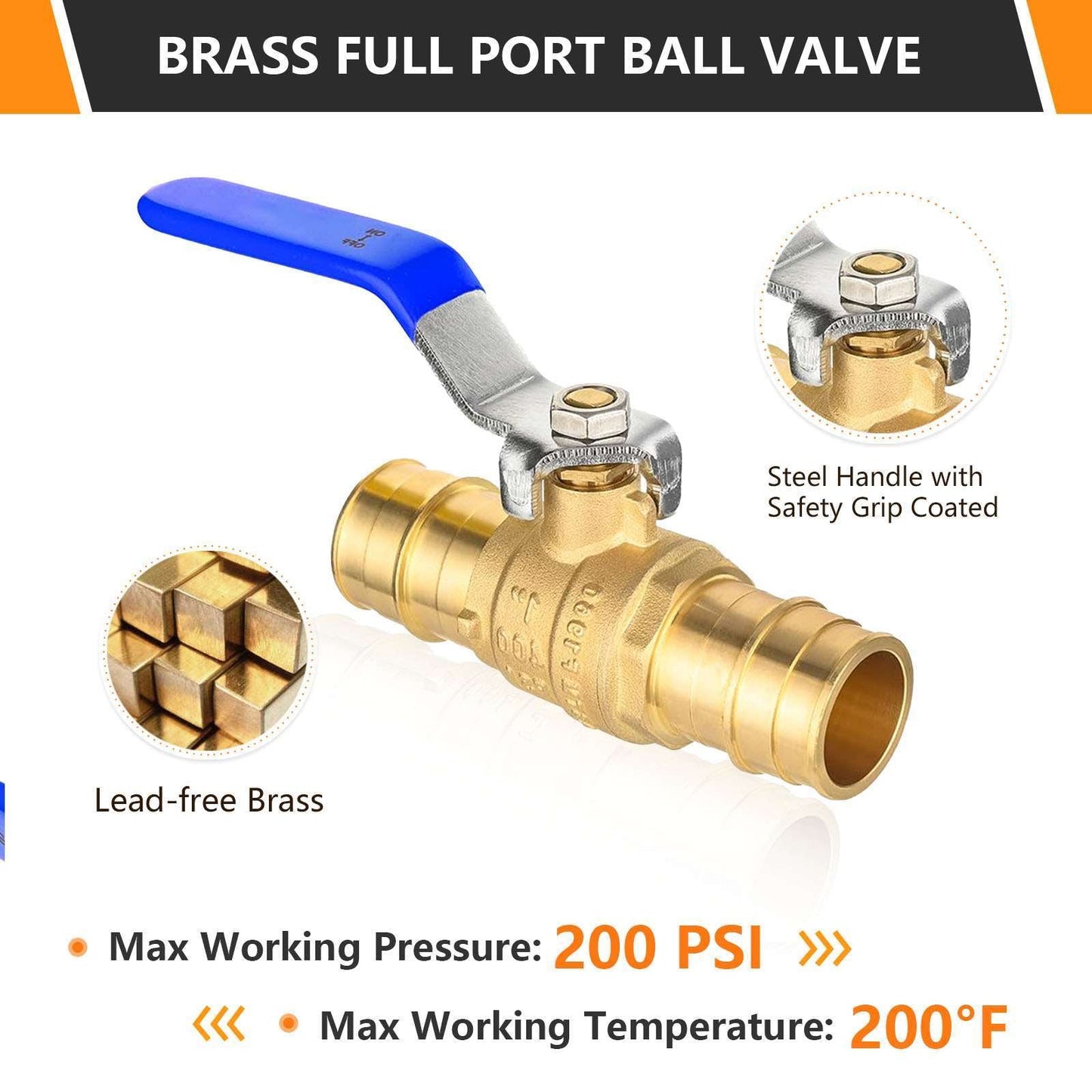 1" PEX Expansion Ball Valve, Blue (Lead Free)